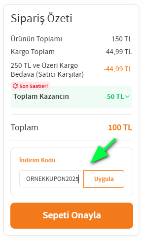 Örnek İndirim Kupon Kodu